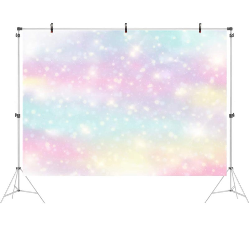 Ticuenicoa Glitter Rainbow Photo Backdrop Watercolor Newborn Photography Background 7x5ft Colorful 1st Birthday Backdrop Girl Party Decorations Baby Shower Supplies Cake Table Banner Bokeh Photo Booth Props - Image 2